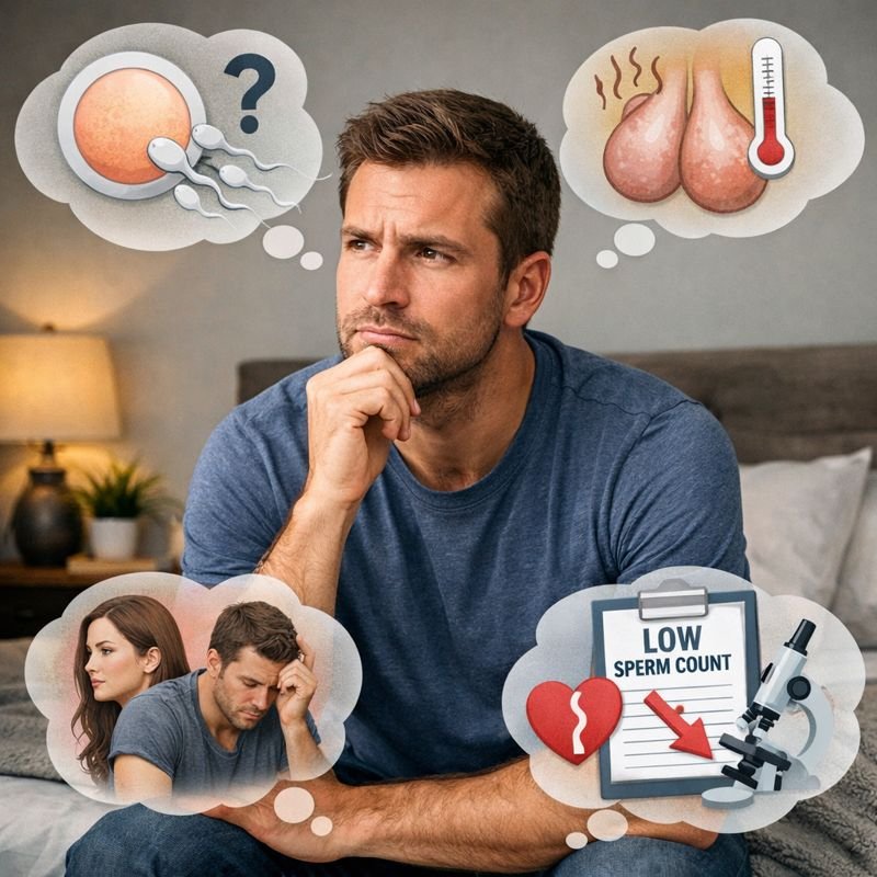 Man contemplating reproductive health - Common male fertility concerns